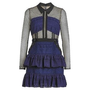 SELF-PORTRAIT Navy Hazel Lace Mini